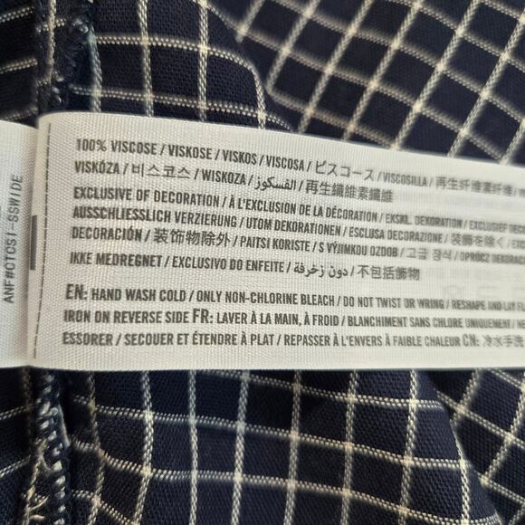 Abercrombie & Fitch Embroidered Plaid Tunic Top Roll Tab Sleeves Women's Size M - Picture 9 of 10